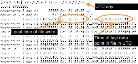 Data files timestamp example
